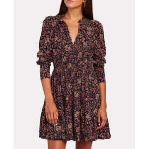 Ulla Johnson Floral Mini Dress - Black and Pink